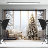 Lofaris Heilig Weiß Sofa Weihnachten Bäume Fenster Weihnachten Hintergrund